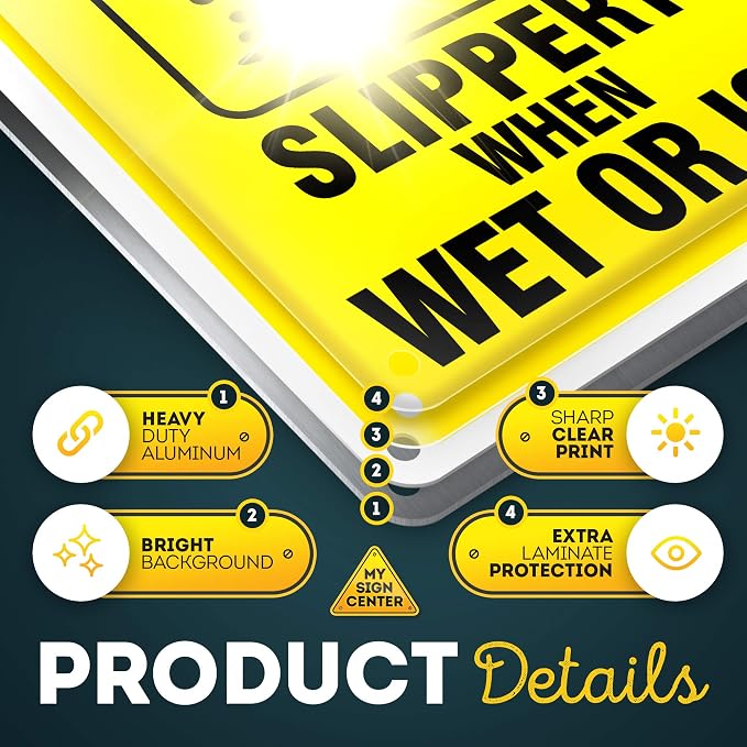 Caution Slippery When Wet Sign or ICY Sign, Fade Resistance, Indoor/Outdoor Use - Image 4