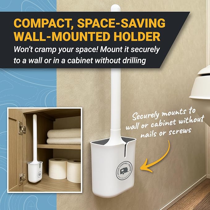 Unique Silicone RV Toilet Brush, Won't Damage Toilets or Seals, Wall-Mount - Image 5