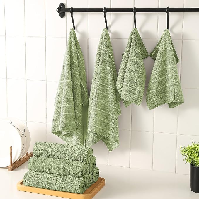 Microfiber Kitchen Towels and Dishcloths Set, 26 X 18 Inch and 12 X 12 Inch - Image 6