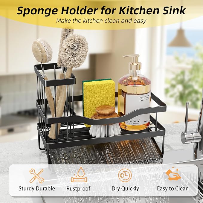 Sponge Holder for Kitchen Sink, Mecyfaty Sink Caddy - Image 7
