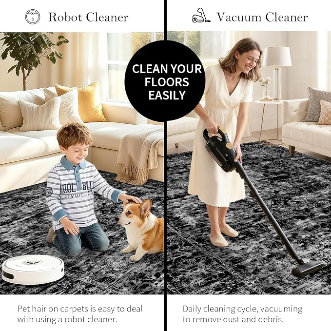 Area Rugs 5x7, Washable Black Rugs - Image 6