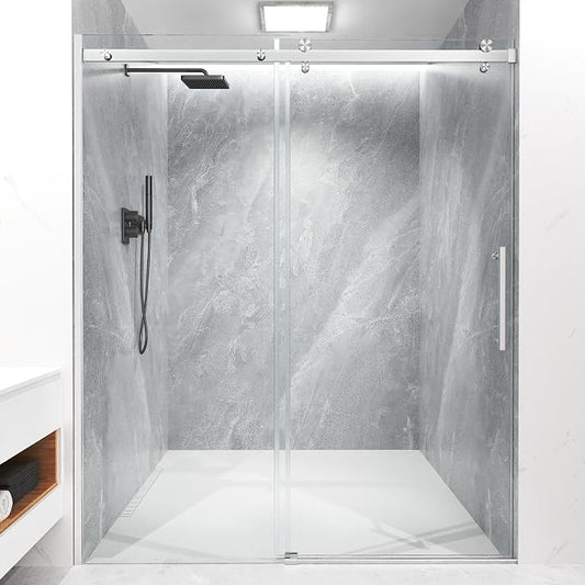 Frameless Sliding Shower Door 56-60" W x 72" H, 5/16" Heavy Duty Tempered Glass by Unknown