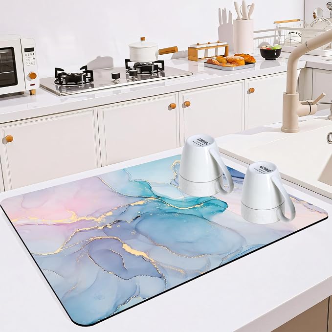 Dish Drying Mat for Multiple Usage. Super Absorbent, Easy clean, Quick dry by Mokiwala