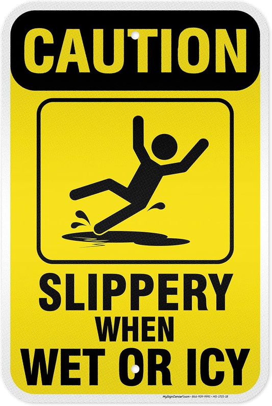 Caution Slippery When Wet Sign or ICY Sign, Indoor/Outdoor Use, USA MADE By My by MySignCenter