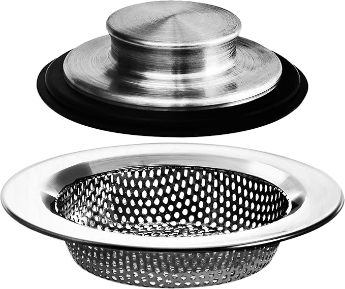 2PCS - Kitchen Sink Drain Strainer and Anti-Clogging Stopper Drainer Set by HilltopProducts