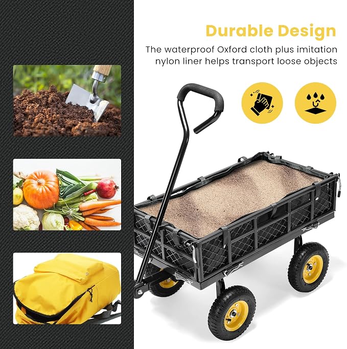 VIVOHOME Heavy Duty 400 Lbs Capacity Mesh Steel Garden Cart Folding Utility - Image 3