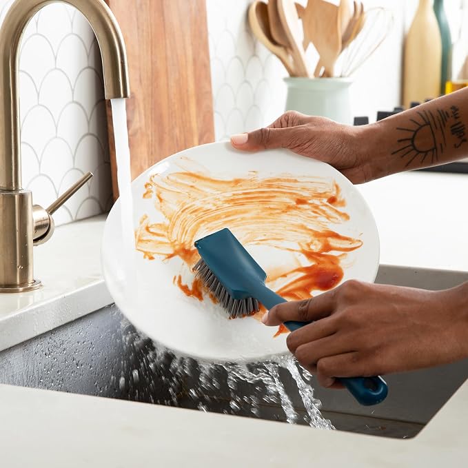 Full Circle Clean Ocean Dish Brush, Ergonomic Grip, Non-Stick Safe, Durable - Image 3