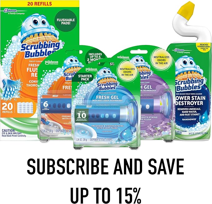 Scrubbing Bubbles Flushable Toilet Bowl Wand Cleaner Refills, Fresh Brush - Image 2