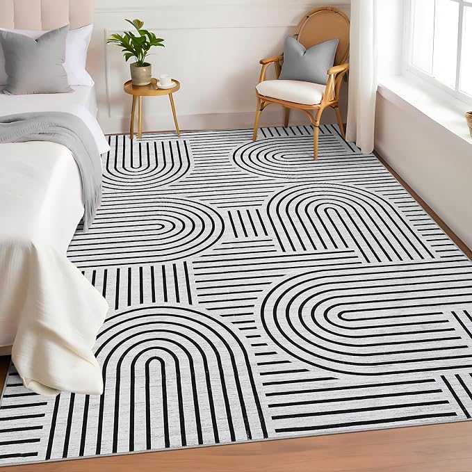 Washable Rug 5x7 Area Rugs for Living Room, Abstract Rug for Bedroom, Soft - Image 2