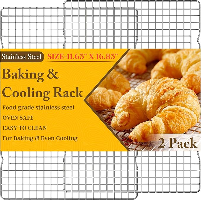 2PCS Cooling Racks for Cooking and Baking -11.65''x16.85''Heavy Duty Stainless by QukakaHomeCare