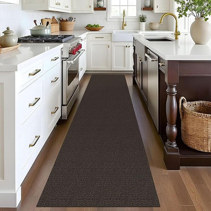 EARTHALL Washable Runner Rug 2x8 Ft Non Slip Runners for Hallways Cotton Rubber Backed Kitchen Runner Braided Indoor Floor Carpet Runners for Entryway, Hallway, Kitchen, Bedroom, Taupe/Coffee