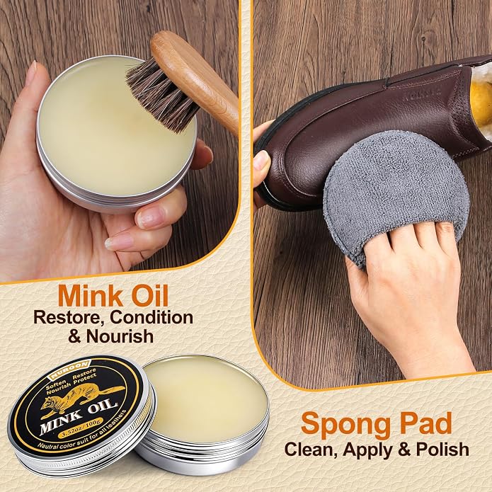 7 Pcs Leather Cleaner Boots Shoes Care Kit-3.52oz Saddle Soap - Image 4