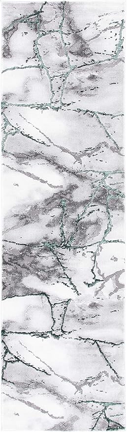 SAFAVIEH Craft Collection Runner Rug - 2'3" x 12', Grey & Green, Modern Abstract Design, Non-Shedding & Easy Care, Ideal for High Traffic Areas in Living Room, Bedroom (CFT877Y)
