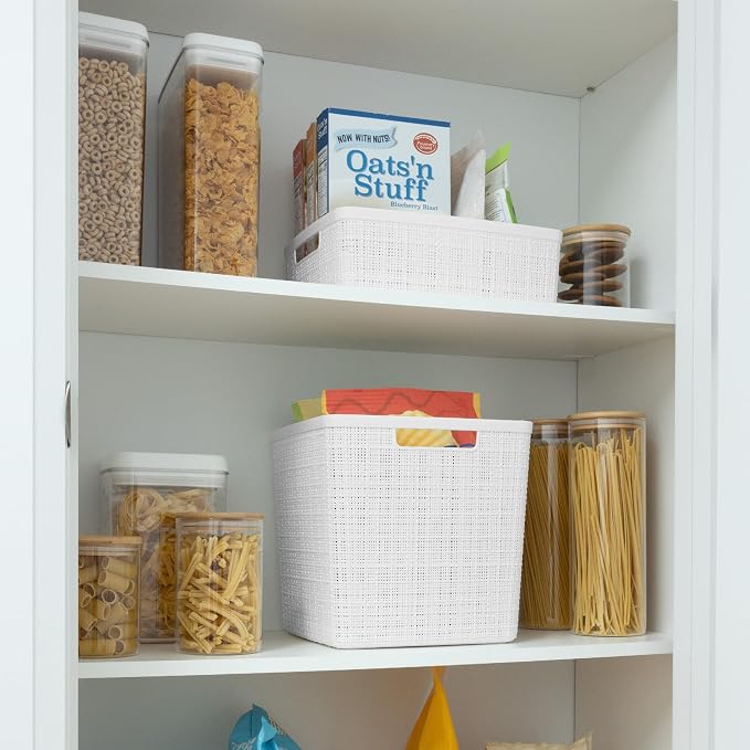 Curver Jute Decorative Plastic Organization and Storage Basket Perfect Bins - Image 5