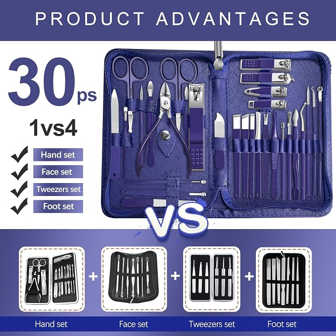 Manicure Set 30 in 1 Nail Clippers Set, Nail Manicure Kit - Image 2
