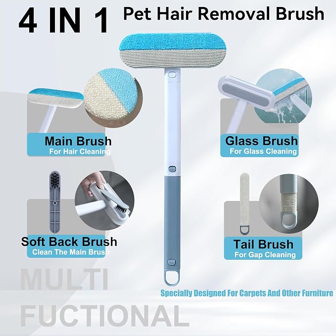 Magic pet Hair Remover Set for Dogs & Cats, Includes 4-in-1 Extended Handle - Image 4