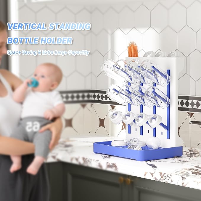 Baby Bottle Drying Rack: Vertical Space Saving Standing Bottle Organizer - Image 6