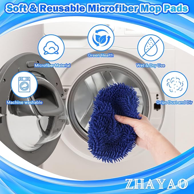 Coral Fleece Mop Pads, Reusable Wet/Dry Compatible - Image 4