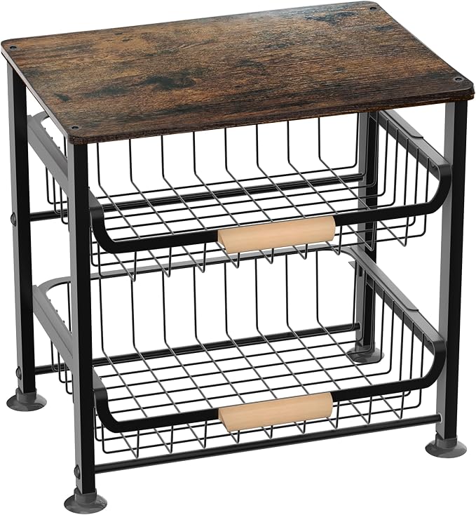 3-layer Kitchen Fruit Storage Basket Snack Rack, Countertop & Desktop Pull-out by NiuYichee