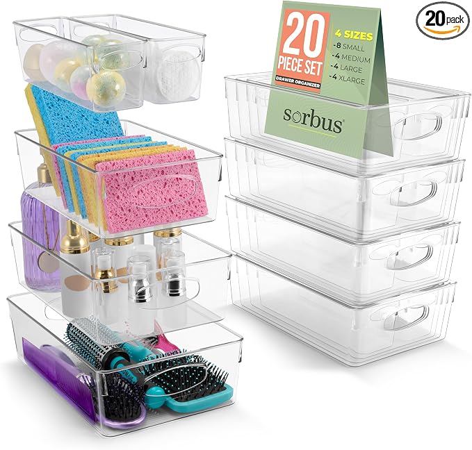 Sorbus Clear Plastic Storage Bins by Sorbus
