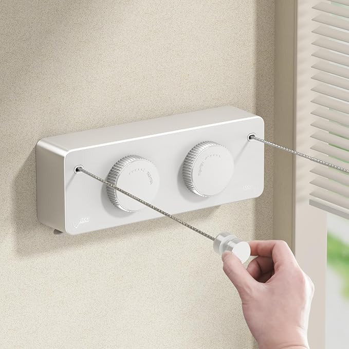 Retractable Twin Clothesline Indoor, Non-Sagging Outdoor Clothes Line by MUSTORN