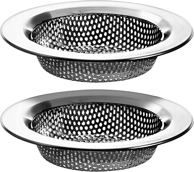 2 Pack - 4.5" Top / 3" Basket - Kitchen Sink Drain Strainer Large Basket Food by HilltopProducts