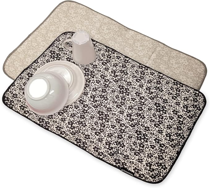 2 Pack Printed Dish Drying Mats by Homewear