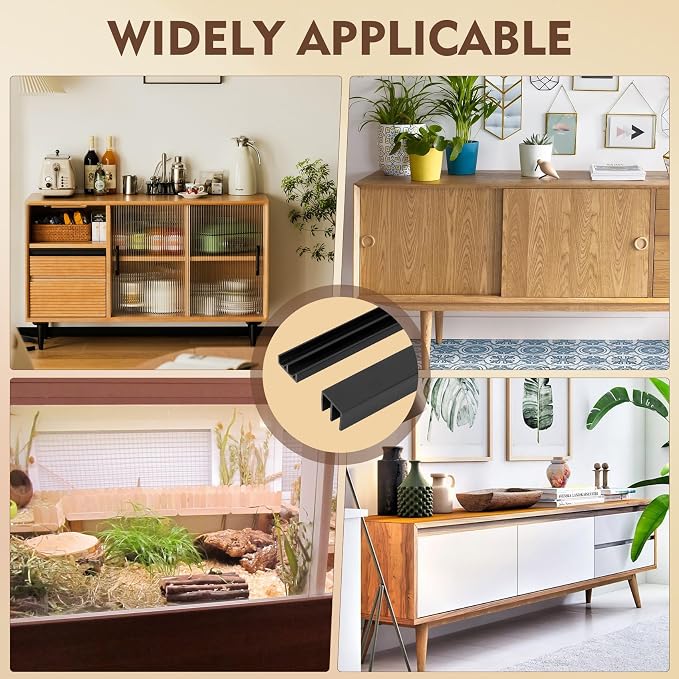 Fancat 4 Sets Plastic Sliding Door Track, 1/4" Thick Panels Glass Cabinet - Image 7