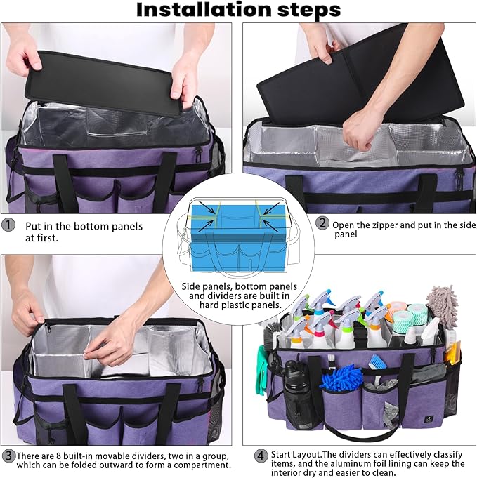 Extra large Cleaning Caddy Bag Built-in Sturdy Support Board, Cleaning Organizer - Image 7