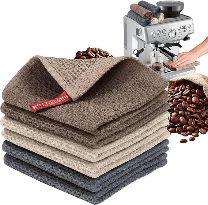 FGSAEOR Barista Cleaning Towels 6-Pack, 100% Cotton Waffle Weave 12x12 Inch by FGSAEOR