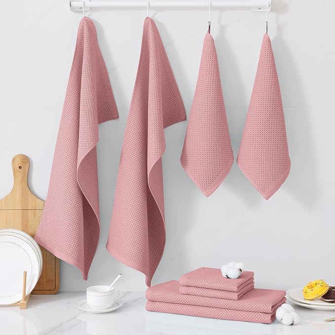 Homaxy 100% Cotton Kitchen Towels and Dishcloths Set, 12 x 12 Inches and 13 x - Image 7