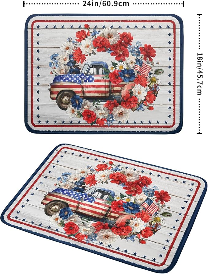 Patriotic Truck Dish Drying Pad 4th of July Drying Mat - Image 2
