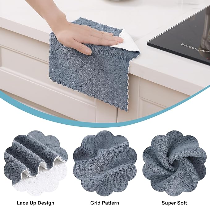 Homaxy 12 Pack Kitchen Cloths Dish Towels, Super Soft and Absorbent Dish Cloths - Image 4