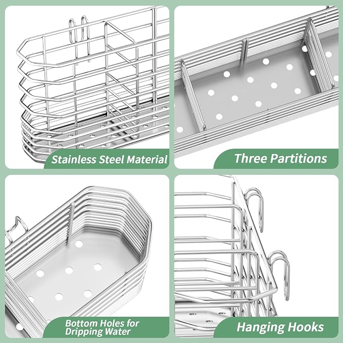 304 Stainless Steel Utensil Holder, Knife and Fork Drainer Basket - Image 7