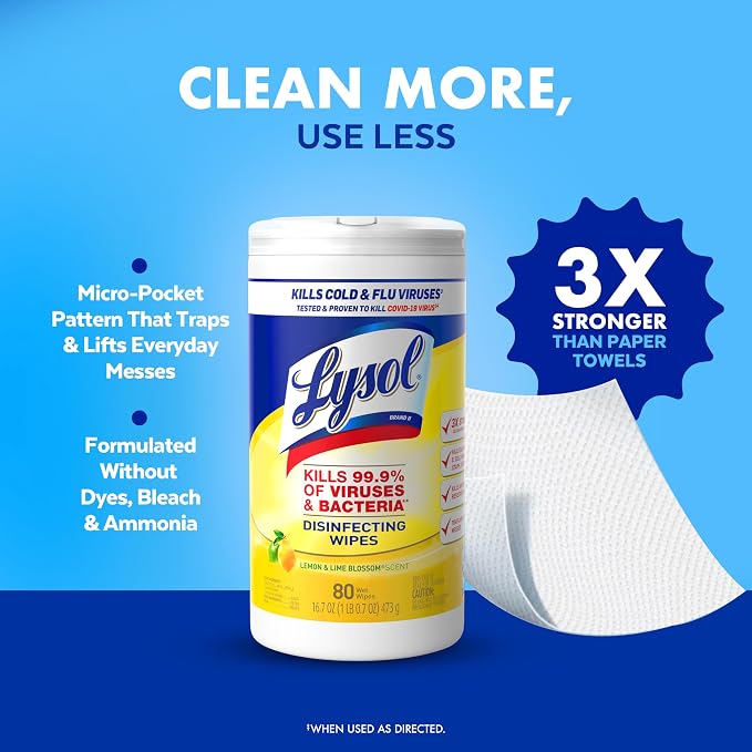 Lysol Disinfectant Wipes Multi-Surface Antibacterial Cleaning Wipes, Dorm Room - Image 6