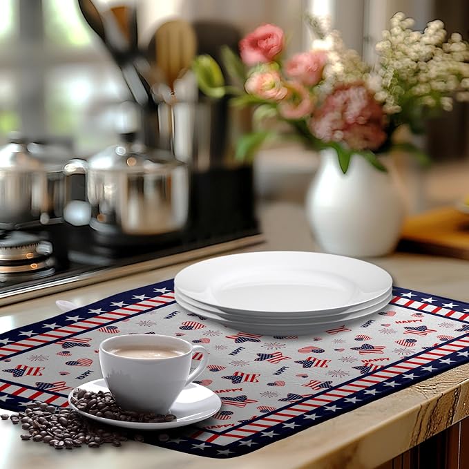 4th of July Dish Drying Mats for Kitchen Counter Patriotic Independence Day - Image 6