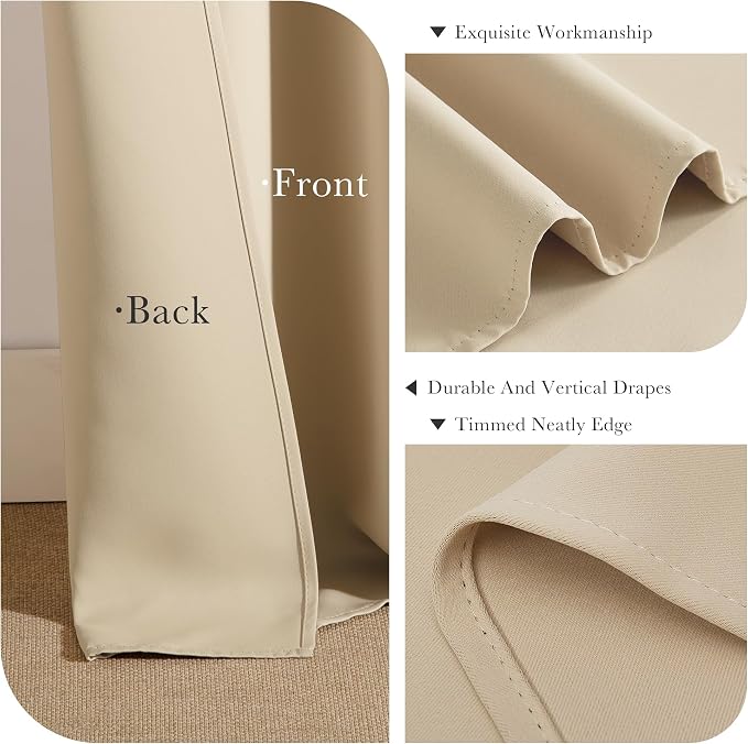 PONY DANCE Biscotti Beige Blackout Curtains 42x60 Inches - Image 5