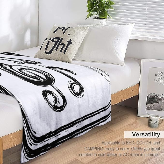Music Blanket Black Abstract Graffiti Music Note Art Printed Soft Cozy Lightweight Throw Blanket for Kids Girls Boys Women Men Bedroom Living Room Dorm Chair Sofa Travel 40x50in