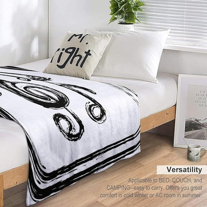 Music Blanket Black Abstract Graffiti Music Note Art Printed Soft Cozy Lightweight Throw Blanket for Kids Girls Boys Women Men Bedroom Living Room Dorm Chair Sofa Travel 40x50in