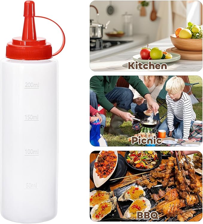 Condiment Squeeze Bottles Ketchup Dispenser, 4 Pack 8oz Squeeze Bottles - Image 6