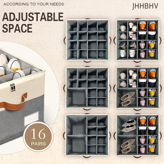 1 Pack Shoe Organizer for Closet, Adjustable Shoe Box Storage Containers - Image 2