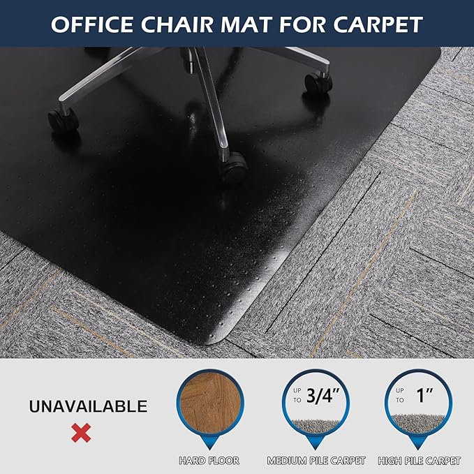 SALLOUS Office Chair Mat for Carpet, 48in x 36in Heavy Duty, Gaming Chair Mat - Image 5