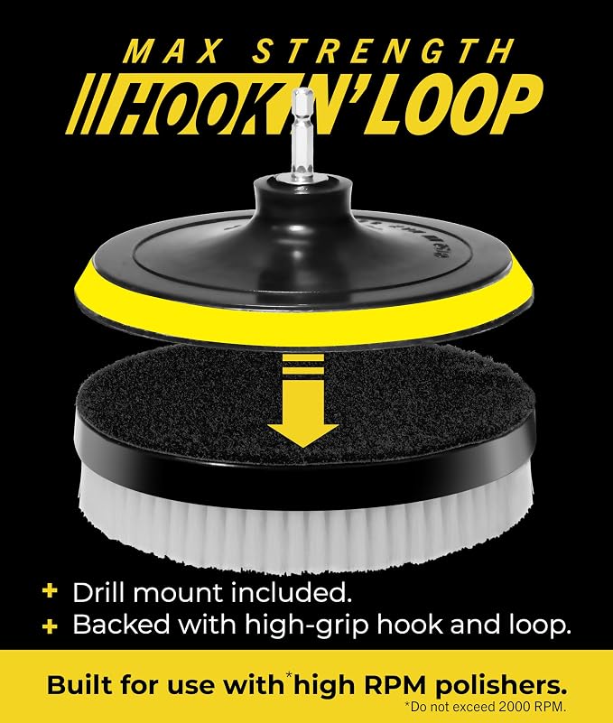 VViViD Drill Backing Plate + Power Scrub Brush Attachment, 150mm Diameter Large - Image 4