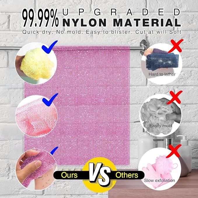 3 Piece Bright Style African exfoliating net Exfoliating Shower Set Long Bath - Image 2