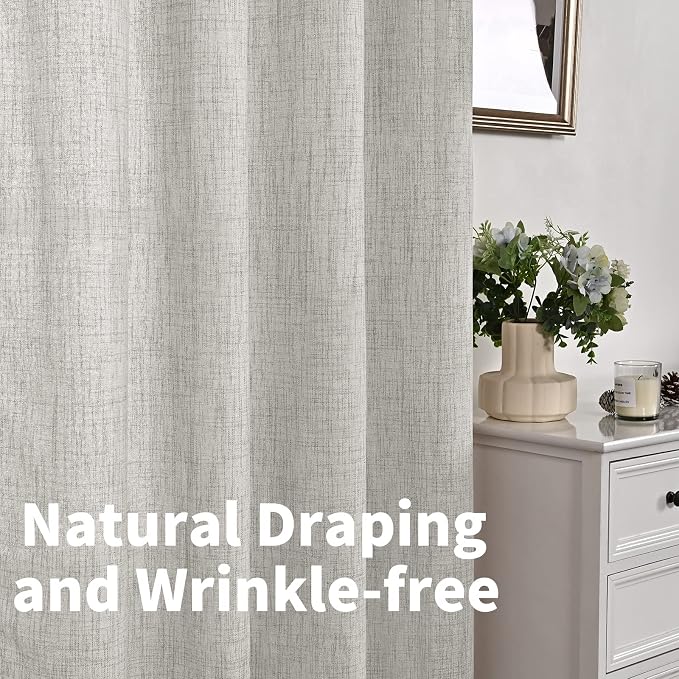 YoungsTex Light Grey Linen Curtains 45 Inch Length - Image 7