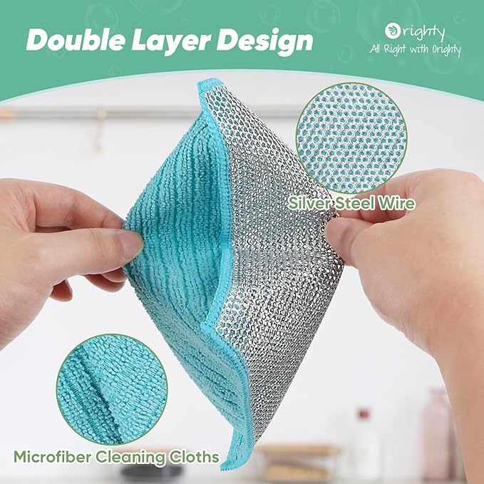 Orighty Multipurpose Wire Dishwashing Rag 24 Pcs, Upgraded Double-Layer - Image 6