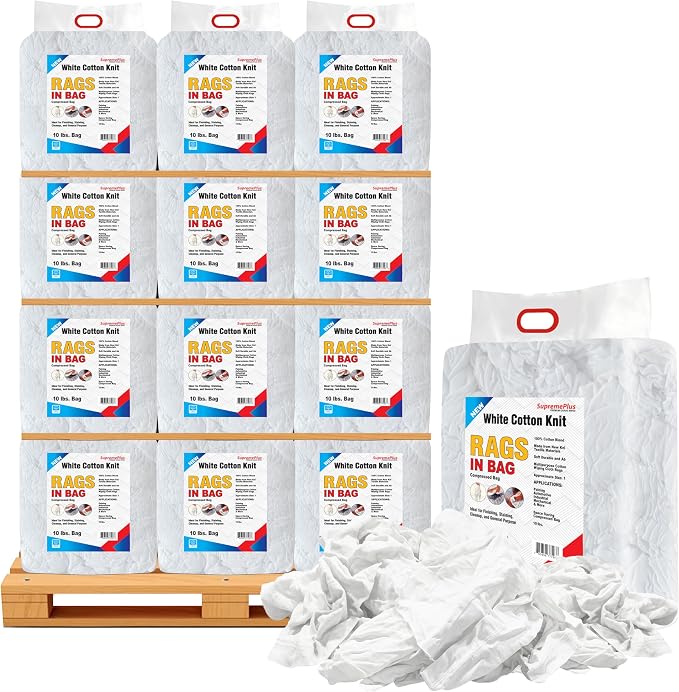 Premium White T-Shirt Cleaning Rags – White Cotton Rag by SupremePlus