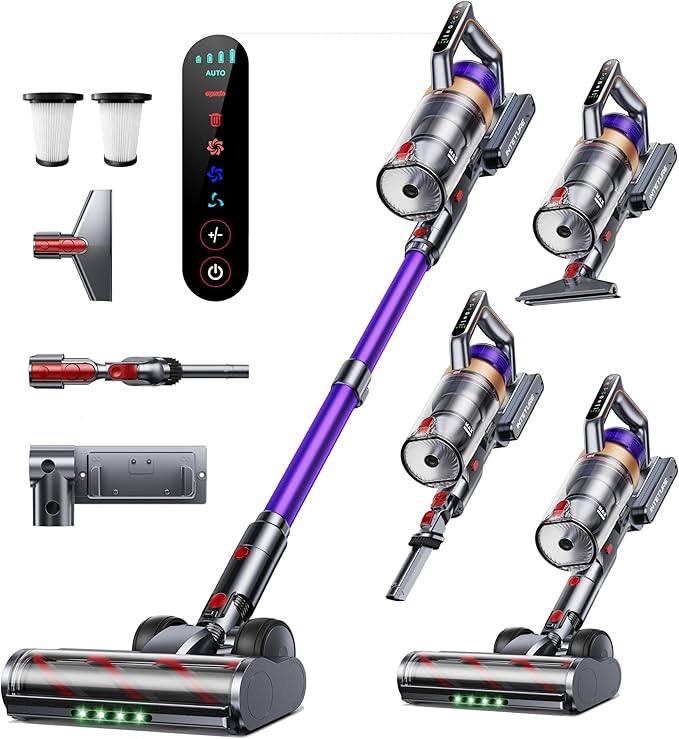Cordless Vacuum Cleaner, 650W 55KPA 70 Mins Vacuum Cleaners by INTETURE