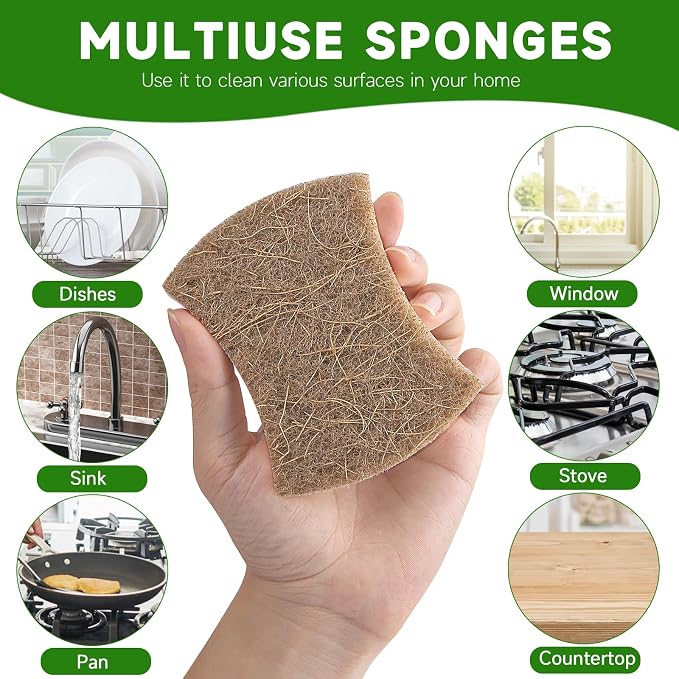 10 Pack Biodegradable Natural Sponges Kitchen - Image 5