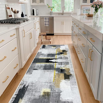Runner Rug Washable 2x74 FT, Non Slip Rubber Backing Abstract Carpet, Soft Area Rugs for Bedroom Kitchen Hallway Entryway Bathroom, Customized